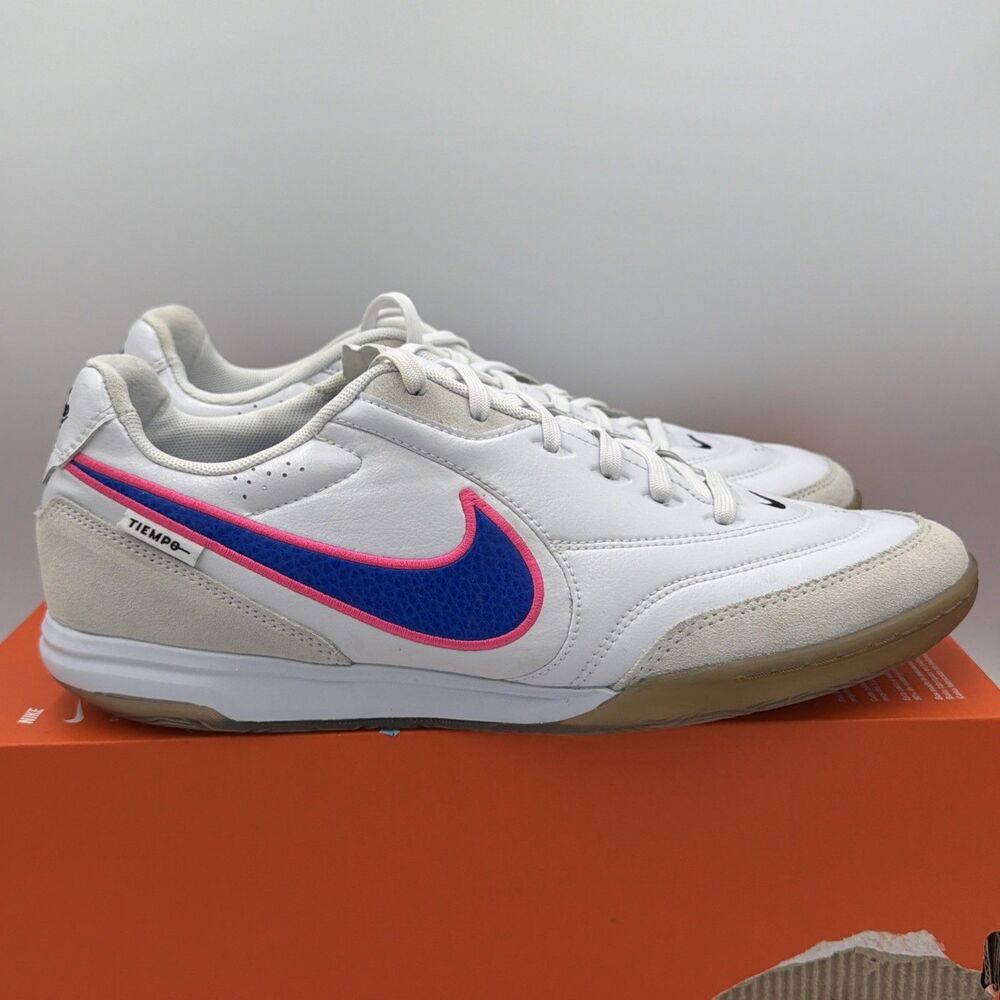 Nike Men's Tiempo Streetgato Indoor Court IC Soccer Shoes White/Blue Size 10.5